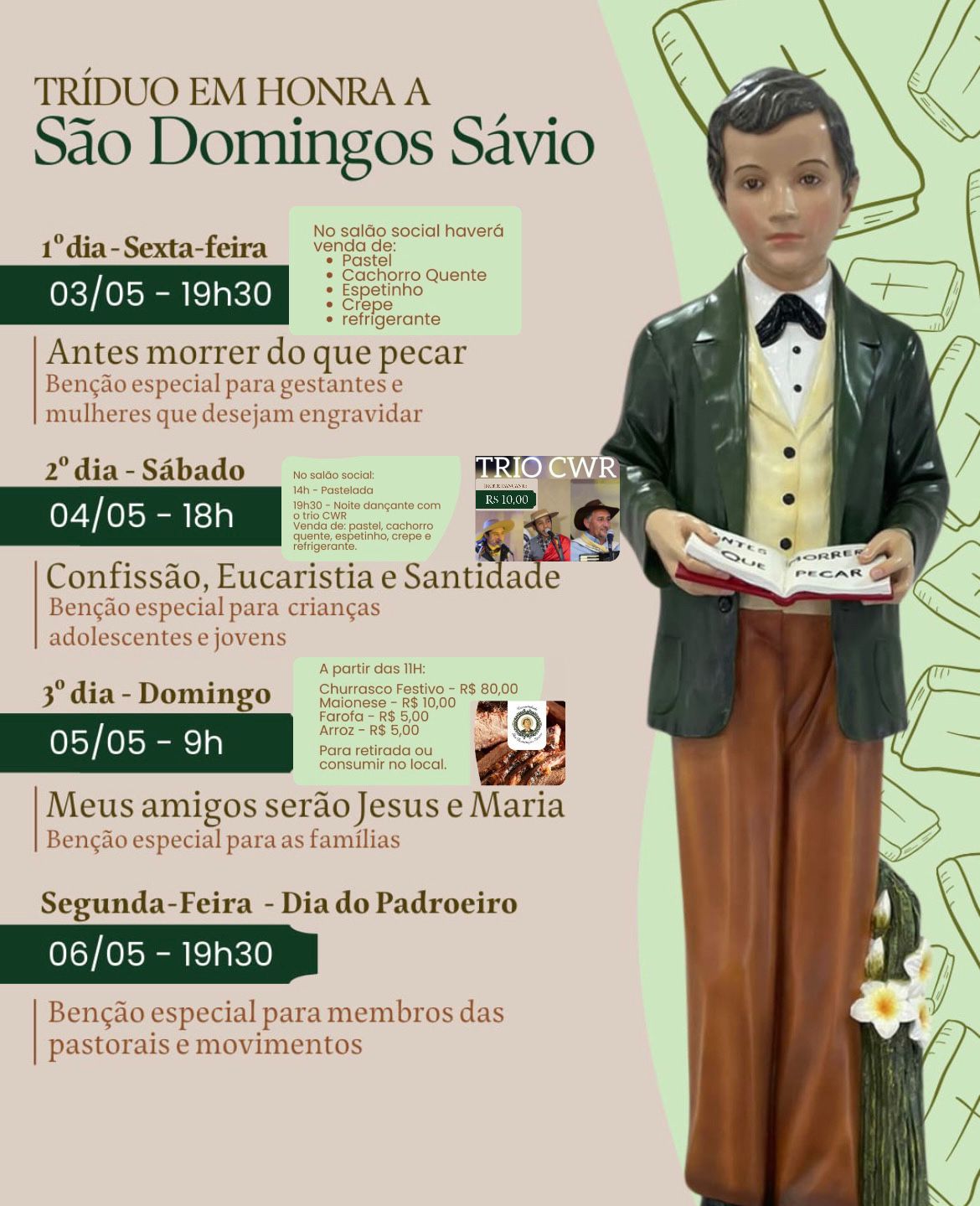 Tríduo em honra a São Domingos Sávio movimenta bairro Vila Carli, em Guarapuava, na próxima semana
